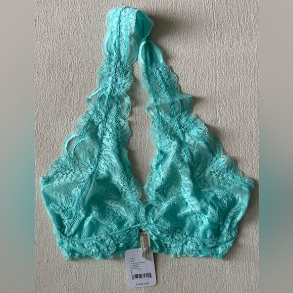 Free People Intimately ~ Last Dance Halter Bralette Electric Paradise/Turquoise - Picture 9 of 11